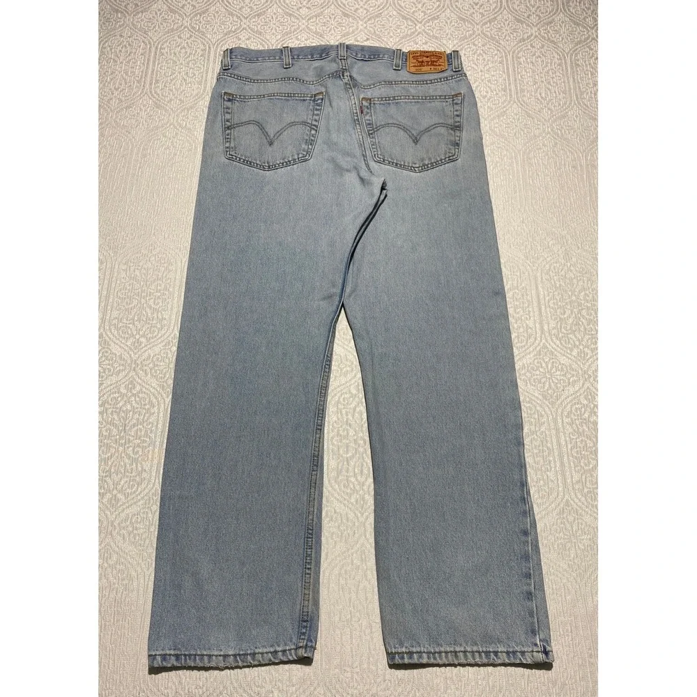 Levis 505 Regular‎ Fit Jeans Mens 38×32 Light Wash Blue Denim Pants